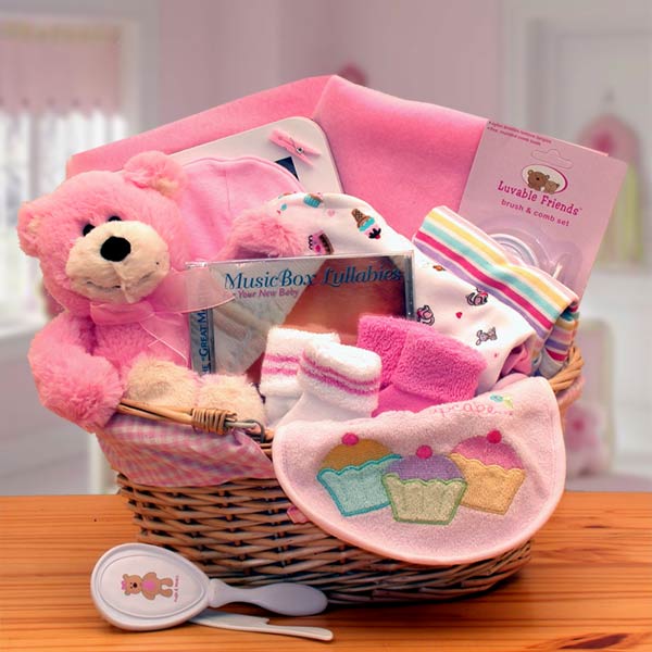 Simply The Baby Basics New Baby Gift Basket -Pink