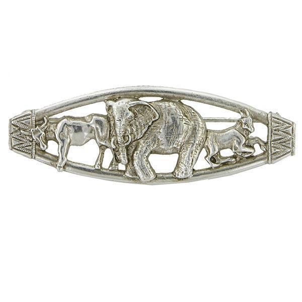 1928 Jewelry&reg; Silver-Tone Sculpted Ox, Elephant And Goat Animal Brooch