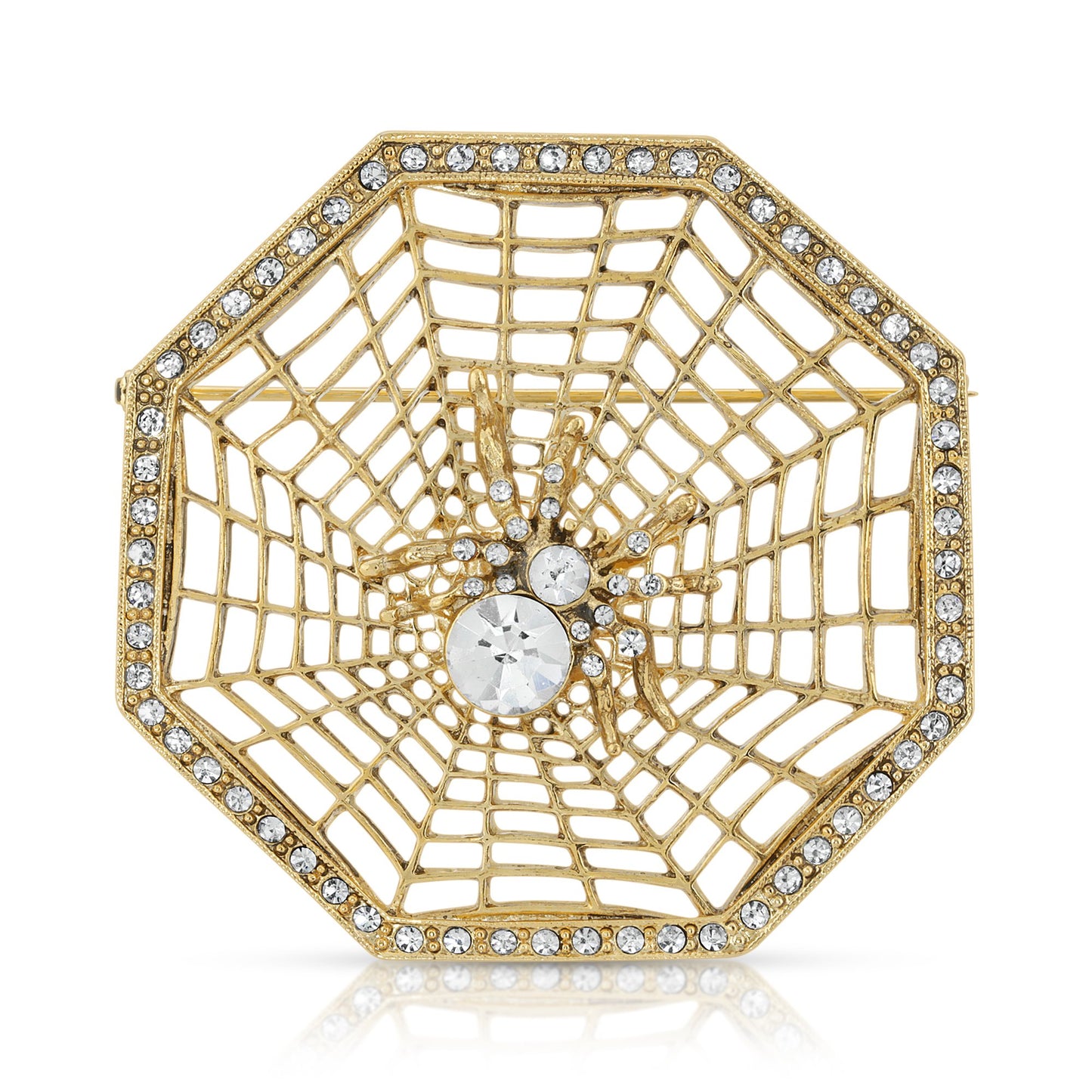 1928 Jewelry&reg; Gold-Tone Crystal Wicked Web Spider Pin