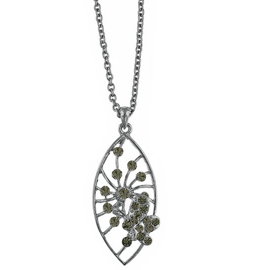 1928 Jewelry&reg; Hematite Black Diamond Pave Butterfly Pendant Necklace 16"Adj.