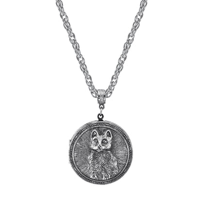 1928 Jewelry&reg; Pewter Cat Locket Necklace 30In