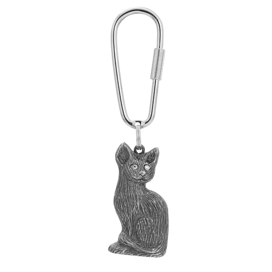 1928 Jewelry&reg; Pewter Crystal Cat Key Fob