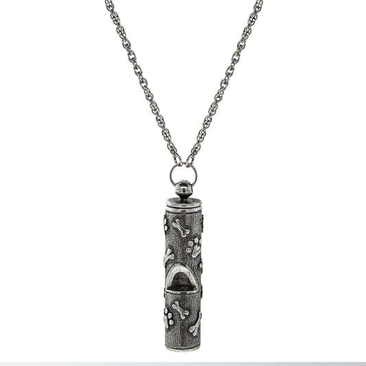 1928 Jewelry&reg; Pewter Dog Bone Paw Prints Whistle Necklace 28 In.