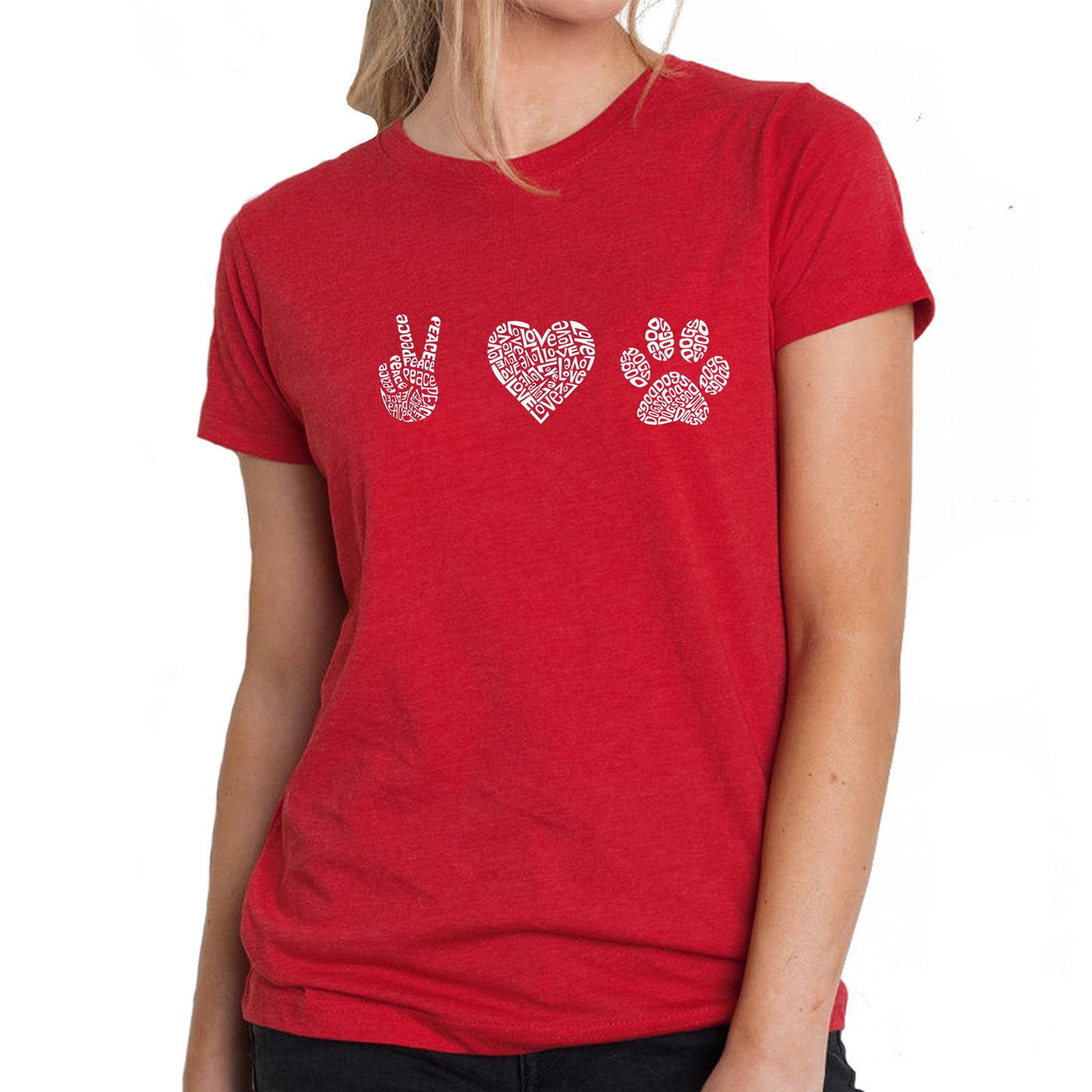 Peace Love Dogs  - Women's Premium Blend Word Art T-Shirt