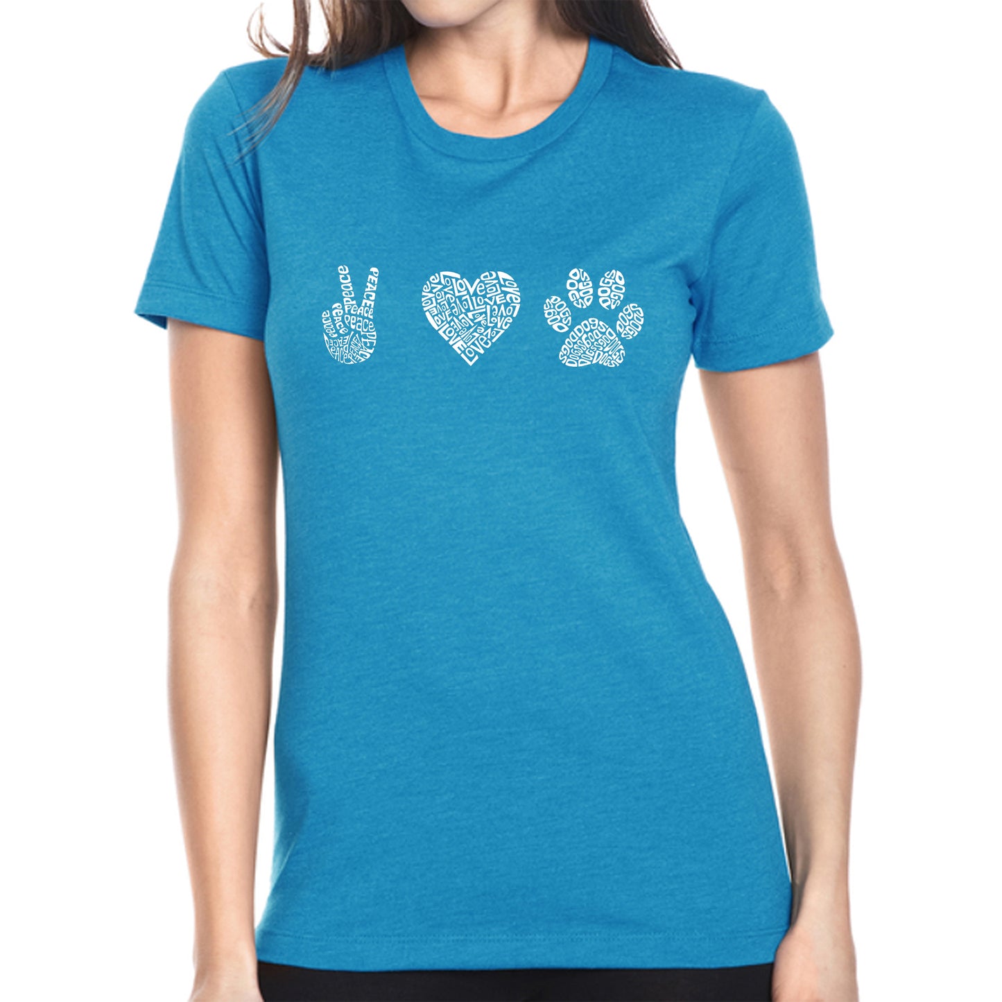 Peace Love Dogs  - Women's Premium Blend Word Art T-Shirt