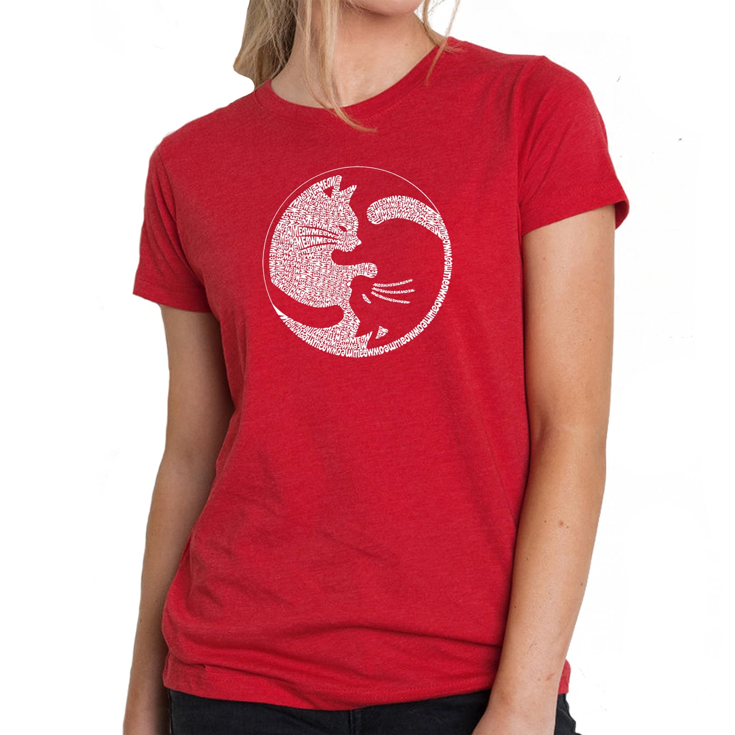 Yin Yang Cat  - Women's Premium Blend Word Art T-Shirt