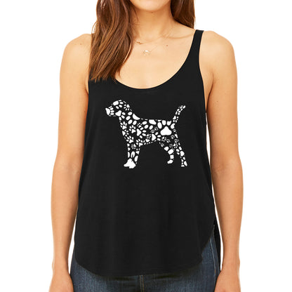 Dog Paw Prints  - Women's Premium Word Art Flowy Tank Top