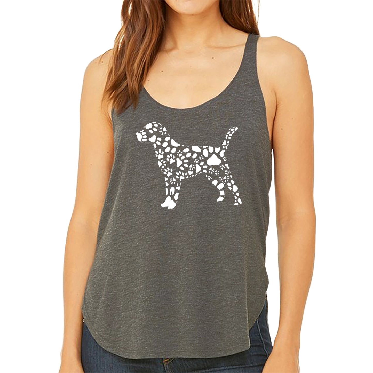 Dog Paw Prints  - Women's Premium Word Art Flowy Tank Top