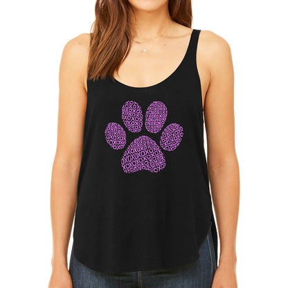 XOXO Dog Paw  - Women's Premium Word Art Flowy Tank Top