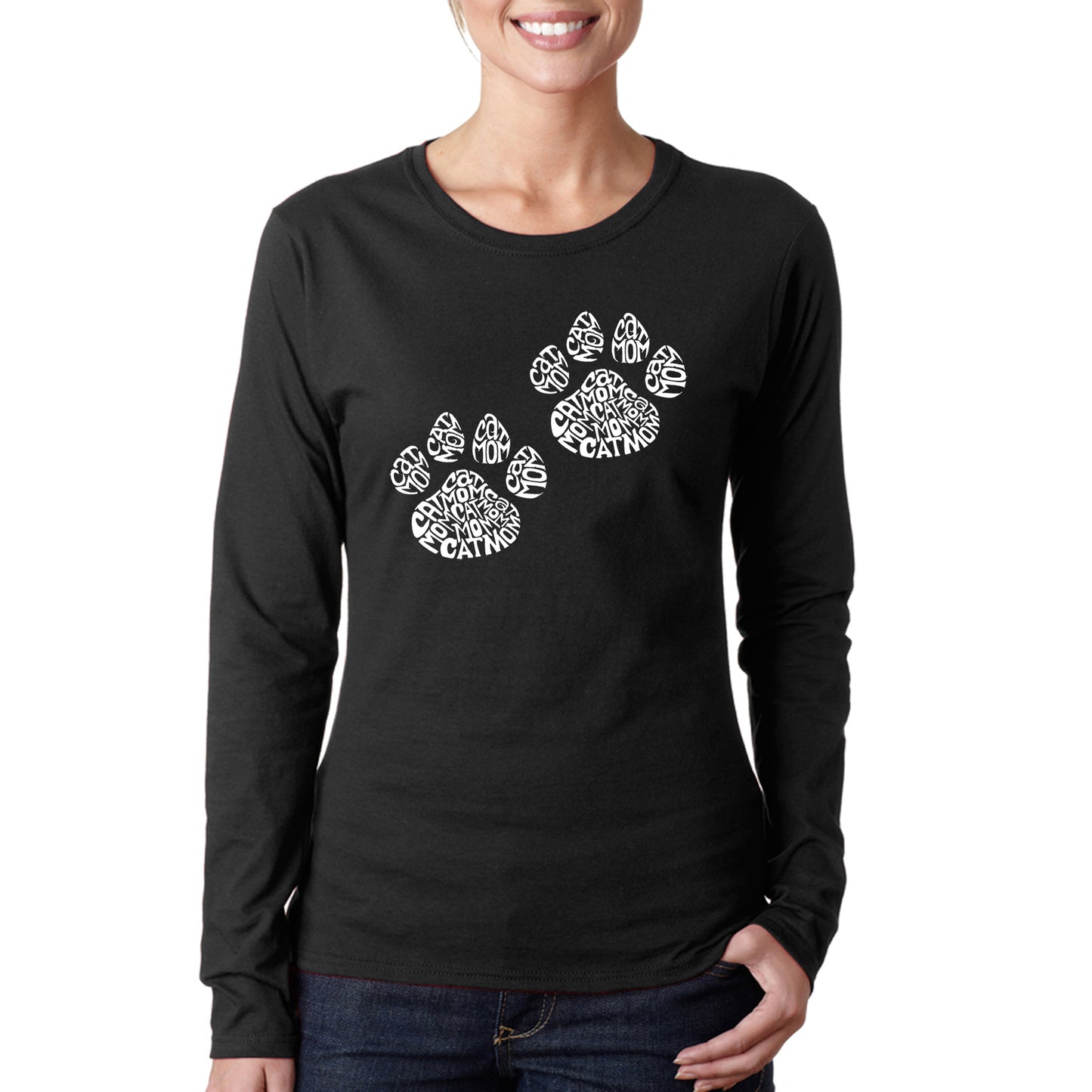 Cat Mom  - Women's Word Art Long Sleeve T-Shirt