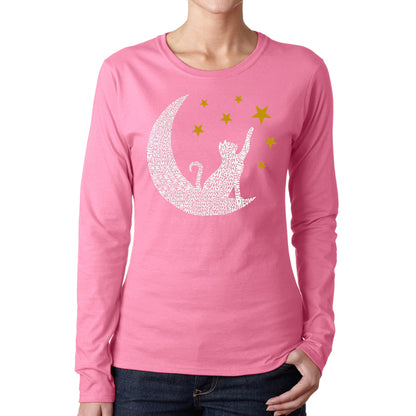 Cat Moon - Women's Word Art Long Sleeve T-Shirt