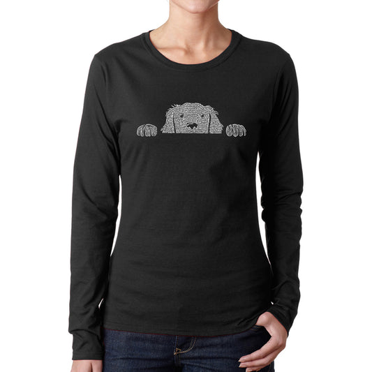 Peeking Dog  - Women's Word Art Long Sleeve T-Shirt