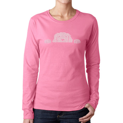 Peeking Dog  - Women's Word Art Long Sleeve T-Shirt