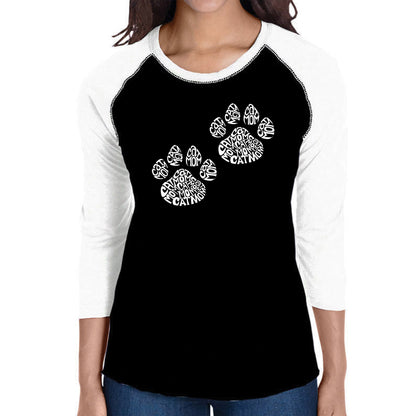 Cat Mom  - Women's Raglan Baseball Word Art T-Shirt