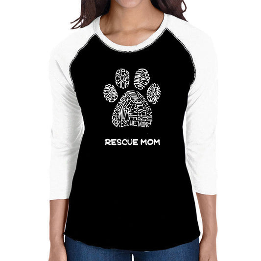 Rescue Mom  - Women's Raglan Baseball Word Art T-Shirt