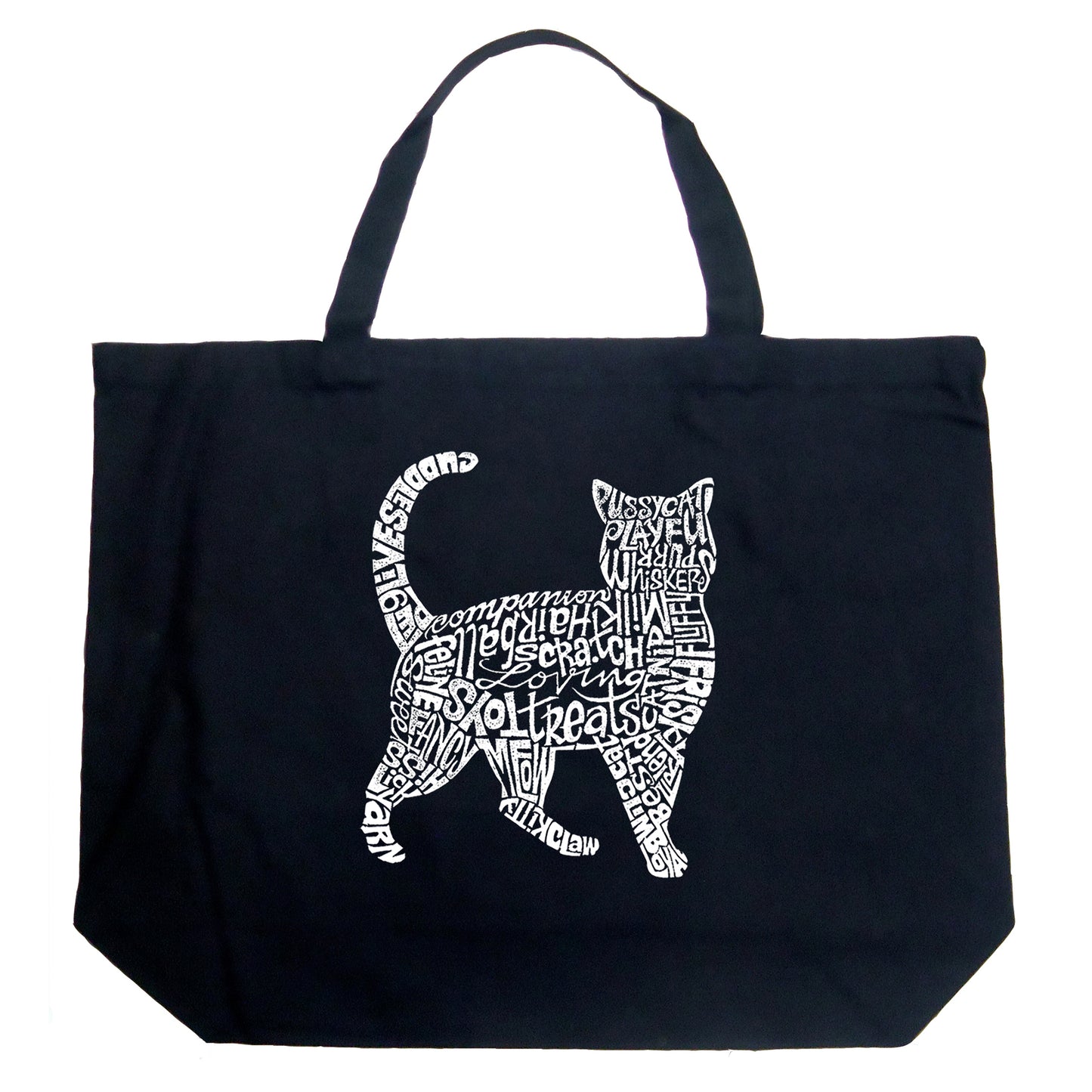 Cat  - Large Word Art Tote Bag
