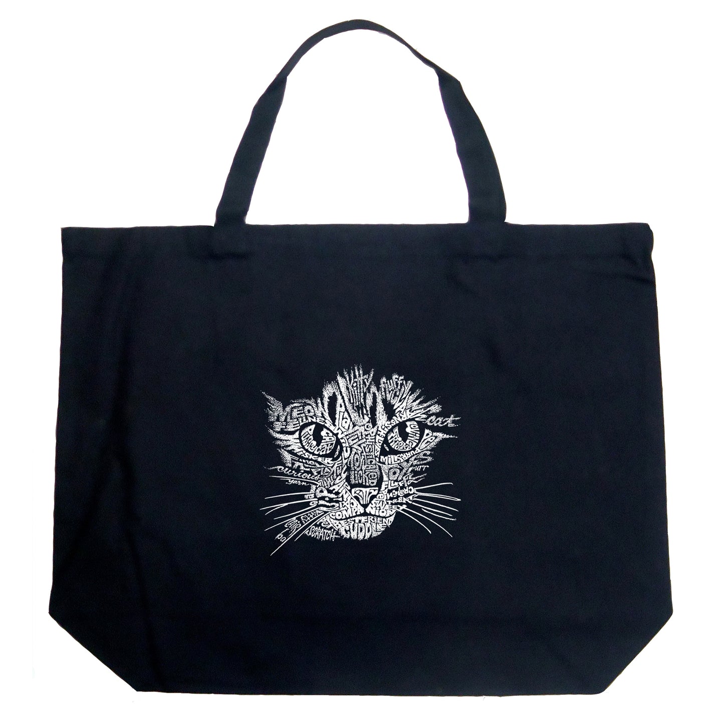 Cat Face  - Large Word Art Tote Bag