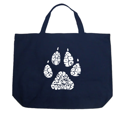 Dog Mom  - Large Word Art Tote Bag