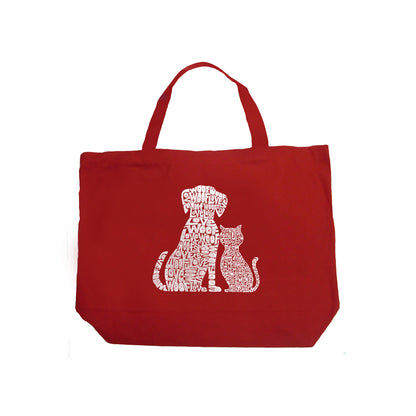 Dogs and Cats  - Large Word Art Tote Bag