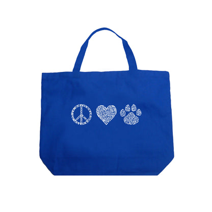 Peace Love Cats  - Large Word Art Tote Bag