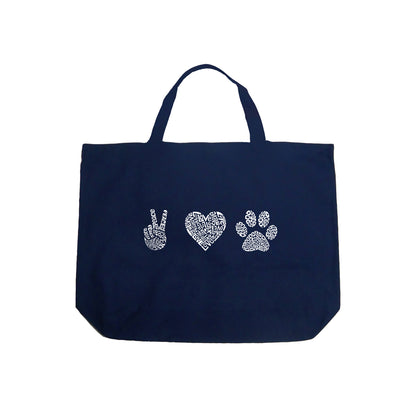 Peace Love Dogs  - Large Word Art Tote Bag