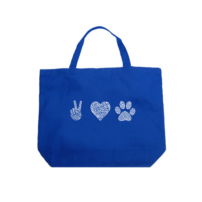 Peace Love Dogs  - Large Word Art Tote Bag