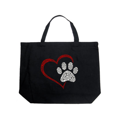 Paw Heart - Large Word Art Tote Bag