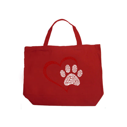 Paw Heart - Large Word Art Tote Bag