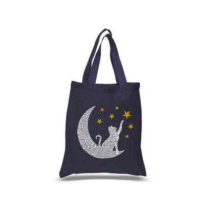 Cat Moon - Small Word Art Tote Bag