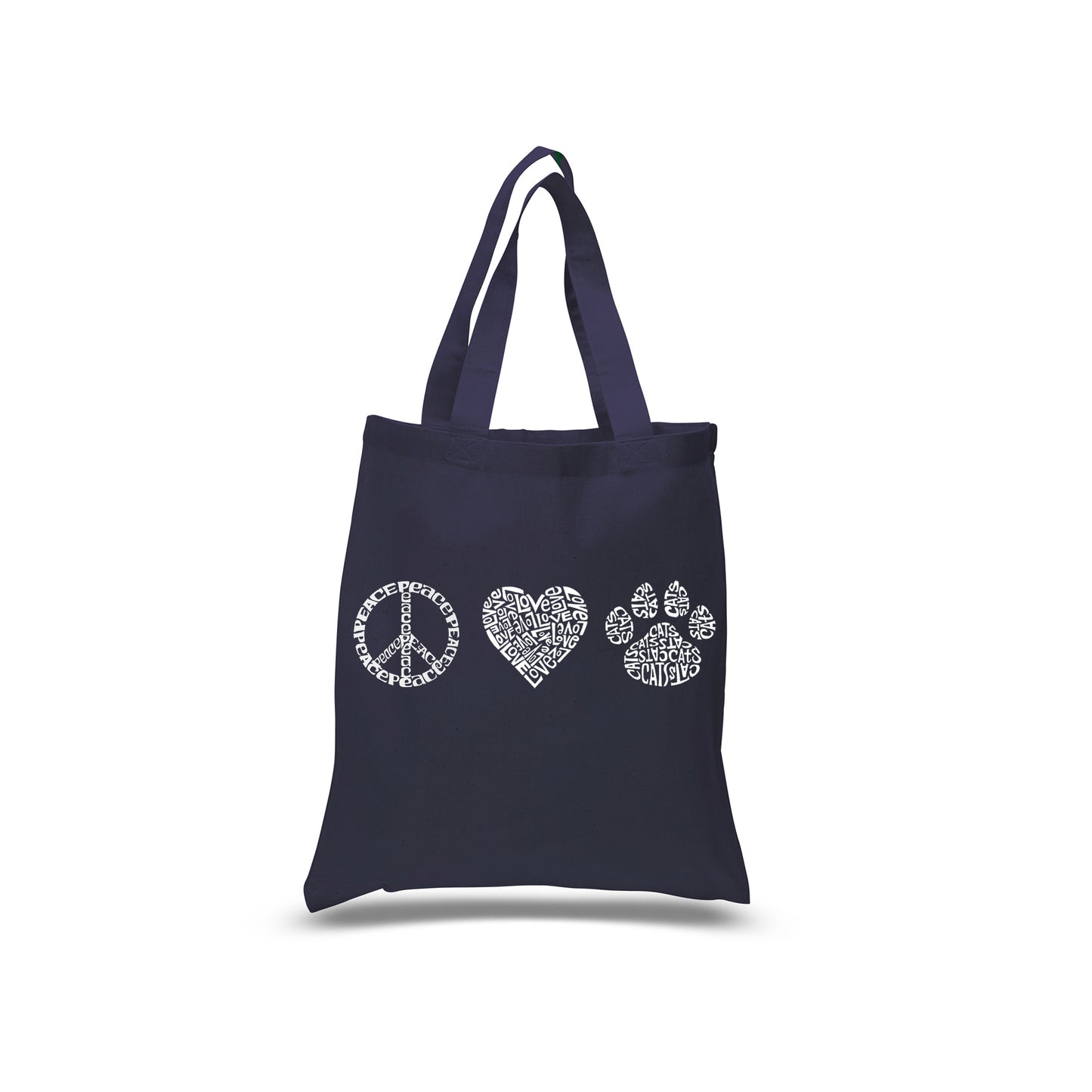 Peace Love Cats  - Small Word Art Tote Bag