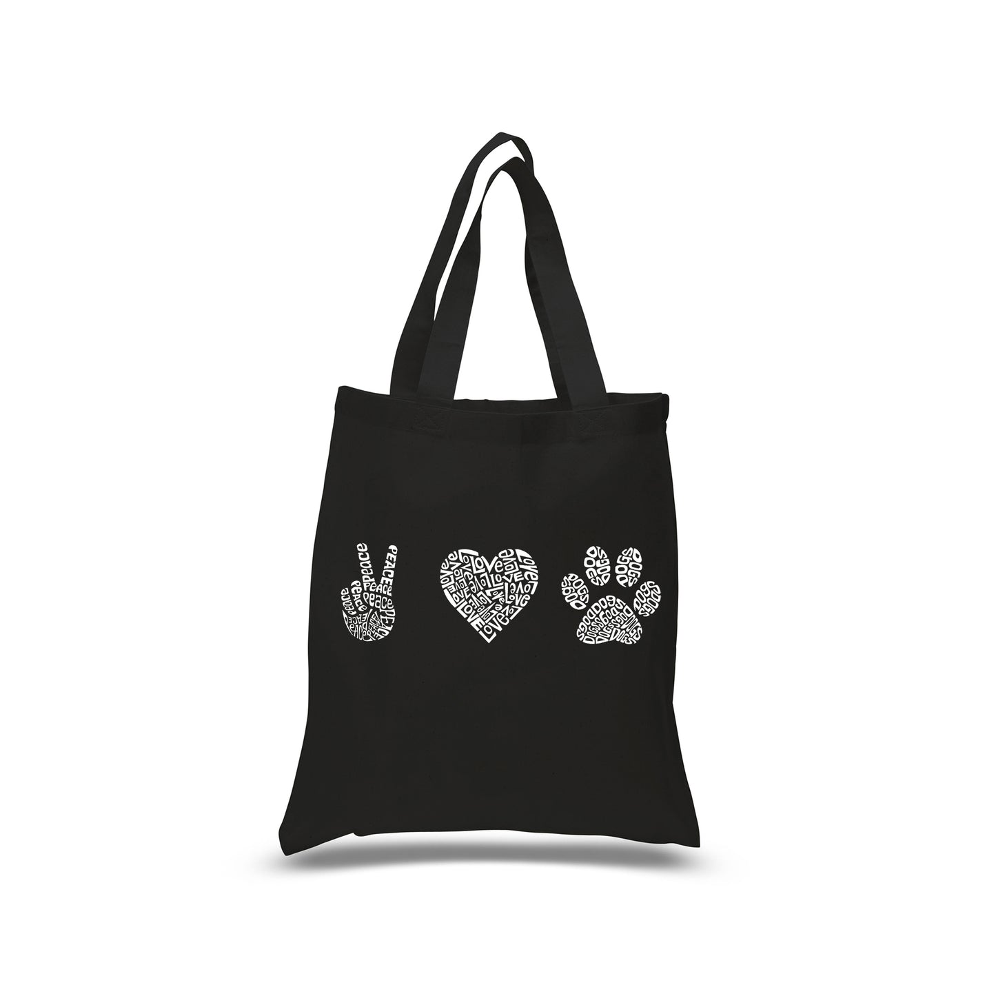 Peace Love Dogs  - Small Word Art Tote Bag