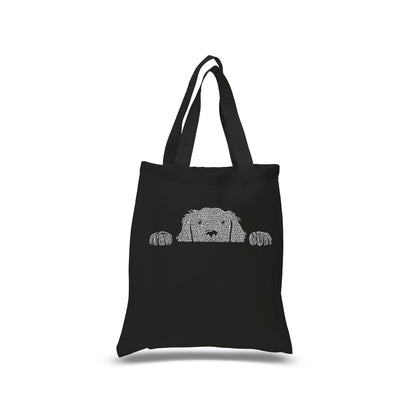 Peeking Dog  - Small Word Art Tote Bag