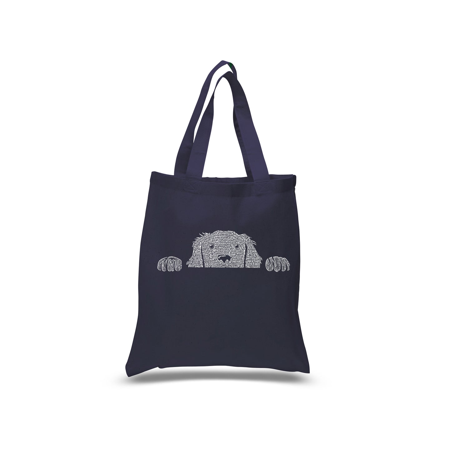 Peeking Dog  - Small Word Art Tote Bag