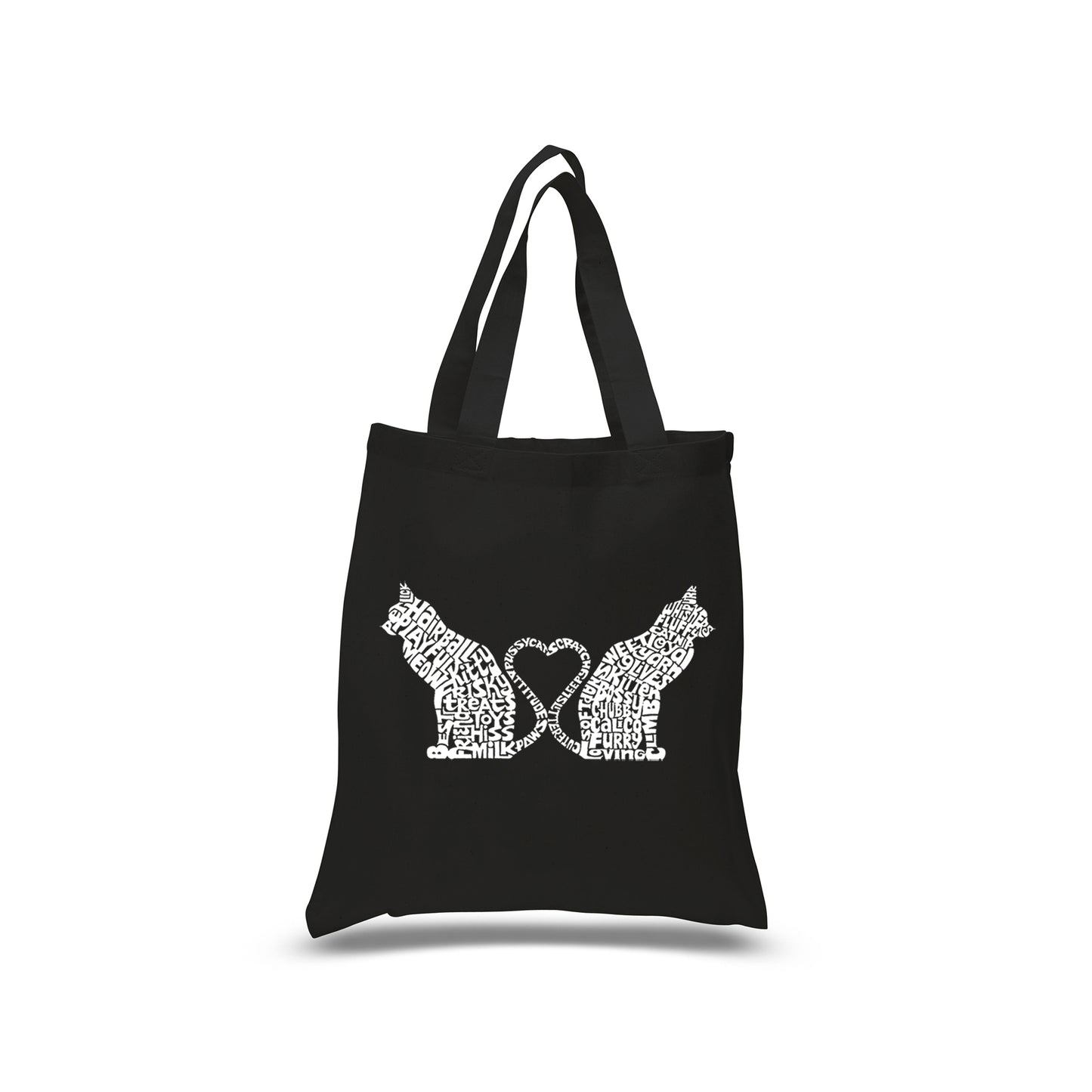 Cat Tail Hearts - Small Word Art Tote Bag
