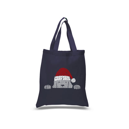 Christmas Peeking Dog - Small Word Art Tote Bag