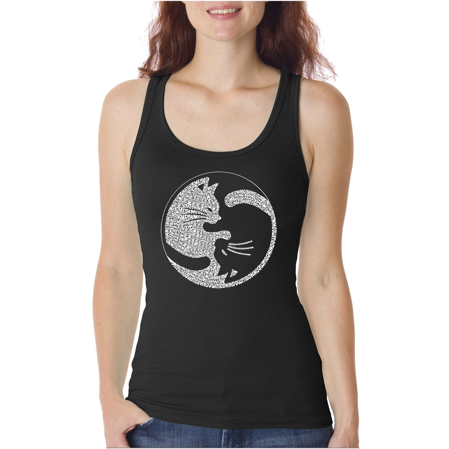 Yin Yang Cat  - Women's Word Art Tank Top