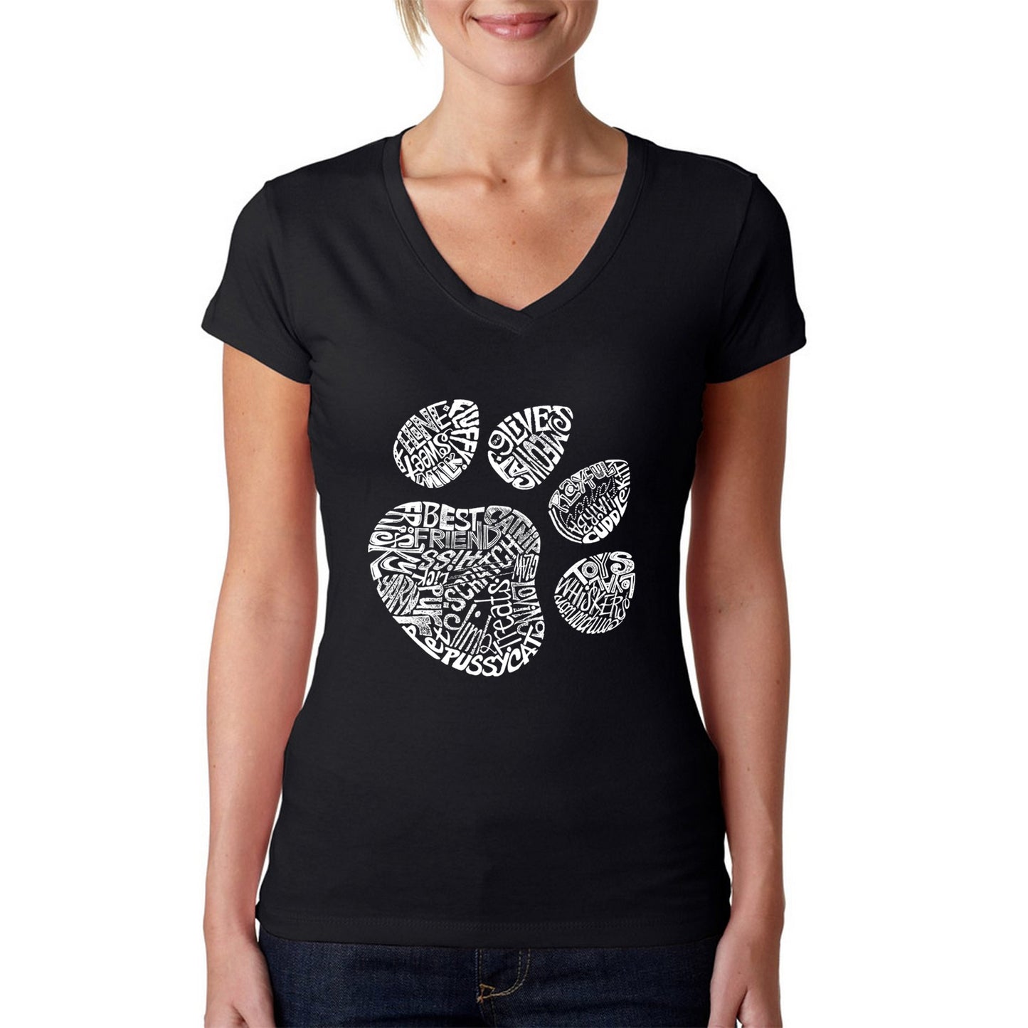 Cat Paw  - Women's Word Art V-Neck T-Shirt