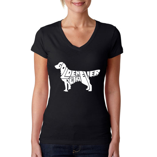 Golden Retriever - Women's Word Art V-Neck T-Shirt