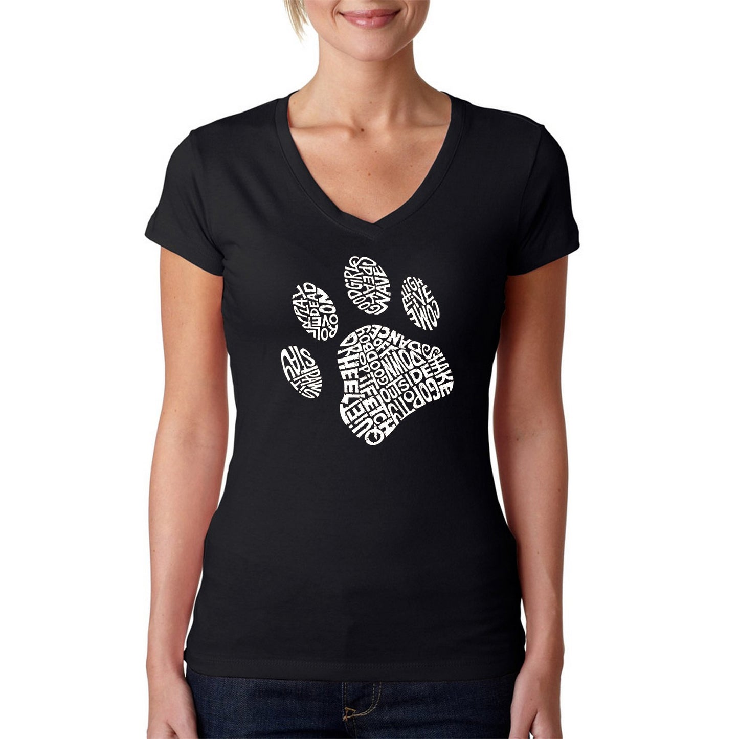 Dog Paw  - Women's Word Art V-Neck T-Shirt