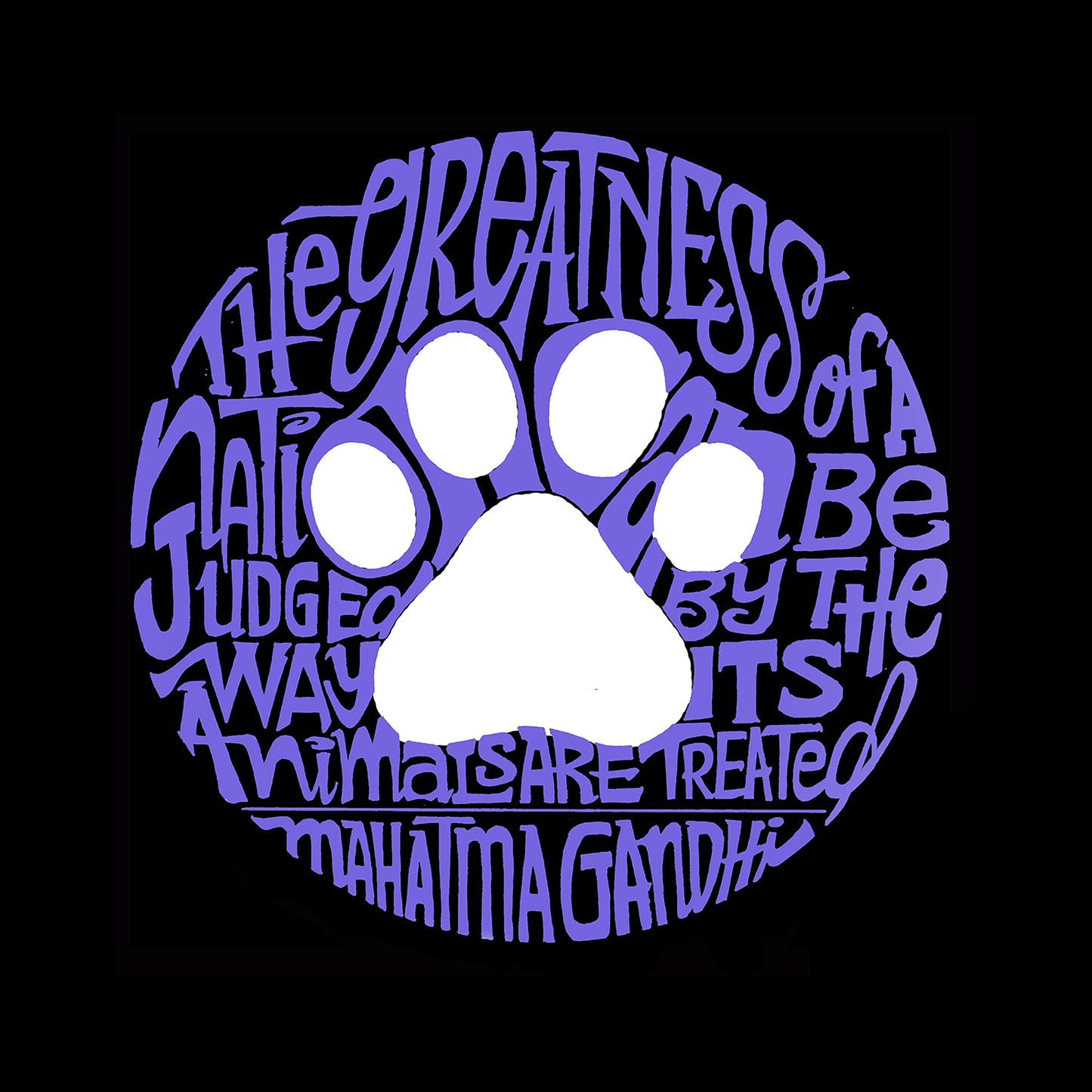 Gandhi's Quote on Animal Treatment  - Women's Word Art T-Shirt