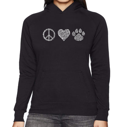 Peace Love Cats  - Women's Word Art Hooded Sweatshirt