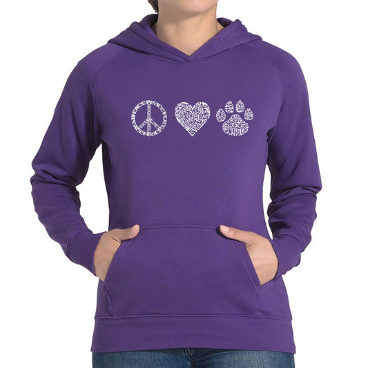 Peace Love Cats  - Women's Word Art Hooded Sweatshirt