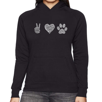 Peace Love Dogs  - Women's Word Art Hooded Sweatshirt