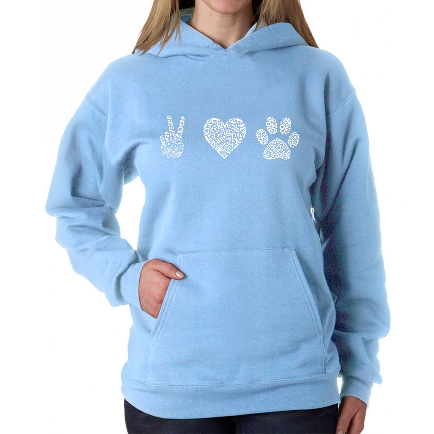 Peace Love Dogs  - Women's Word Art Hooded Sweatshirt