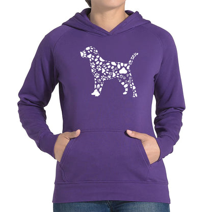 Dog Paw Prints  - Women's Word Art Hooded Sweatshirt