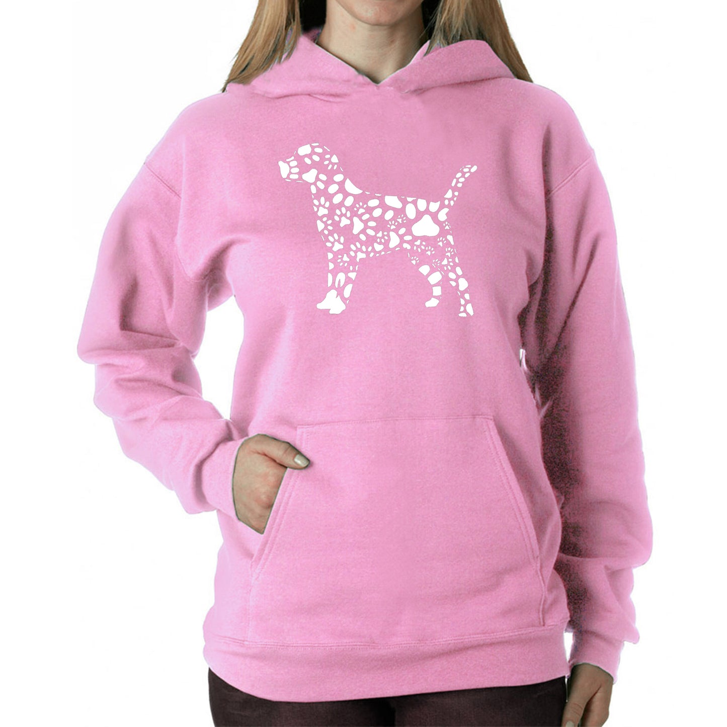 Dog Paw Prints  - Women's Word Art Hooded Sweatshirt