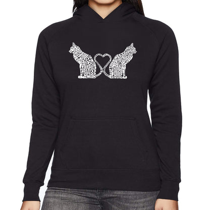 Cat Tail Hearts - Women's Word Art Hooded Sweatshirt