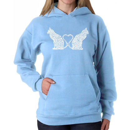 Cat Tail Hearts - Women's Word Art Hooded Sweatshirt