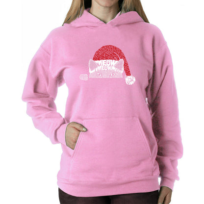 Christmas Peeking Cat - Women's Word Art Hooded Sweatshirt