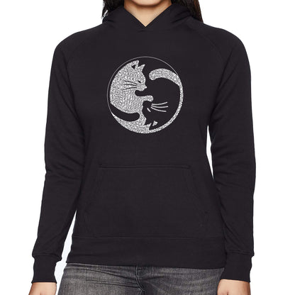 Yin Yang Cat  - Women's Word Art Hooded Sweatshirt